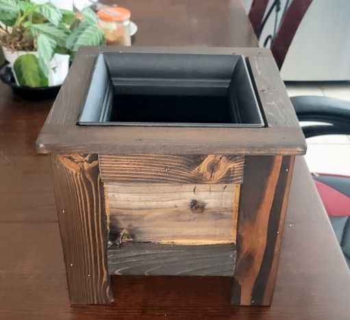 Wood Flower Pot  Includes Plastic Insert