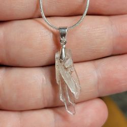 6.35ctw Quartz Crystal Cluster PENDANT AAAA QUALITY w/ .925 Sterling Silver Bail