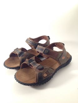 Brown/Beige Gotcha Brown Kids Sandals, Size: 5, Velcro