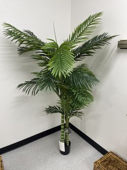 Artificial Golden Cane Palm Tree 6 Feet Fake Plant for Home Decor Indoor Outdoor Faux Areca Palm Tree in Pot for Home Office Perfect Housewarming Gift