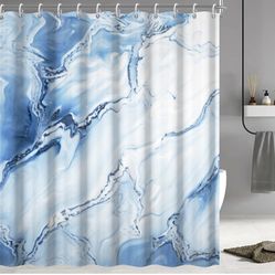 blue marble shower curtain with hooks