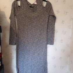 Women's Long Grey Sleeve Dress