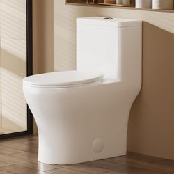 One Piece Toilet 12" Rough-in Toilet with Soft Close Seat