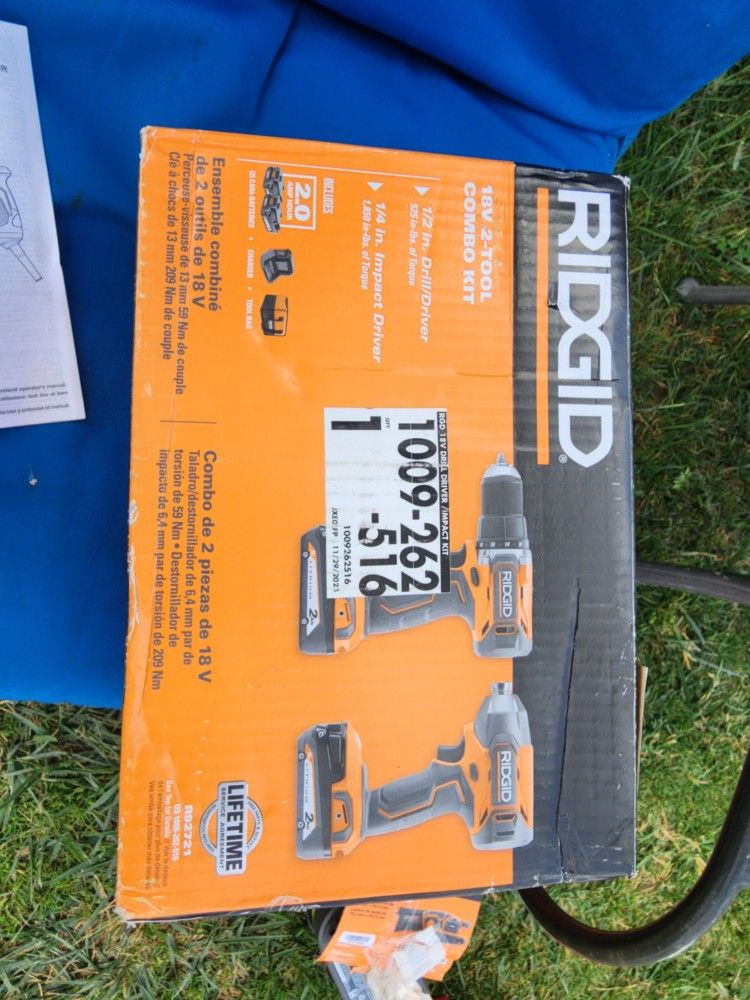 Rigid Kit Drill And Inpact 2 Bateries Charger And Bag $130