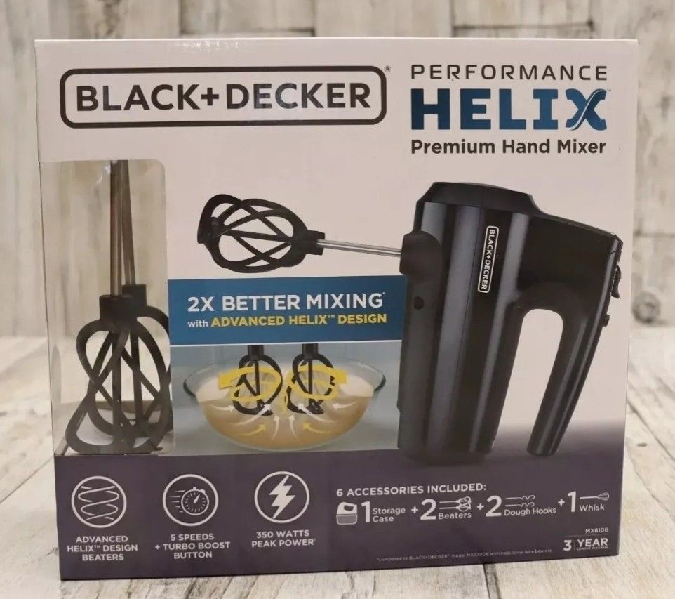 NEW BLACK+DECKER Helix Performance Premium Hand Mixer, 5-Speed Mixer Black 