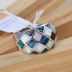Lia Sophia Mother of Pearl/Abalone Fashion Ring - Size 6