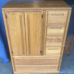 Oak 6 Drawer Tallboy Cubby Dresser Chest by Thornwood 