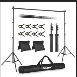 Emart Backdrop Stand 10x7ft(WxH) Photo Studio Adjustable Background Stand Support Kit with 2 Crossba