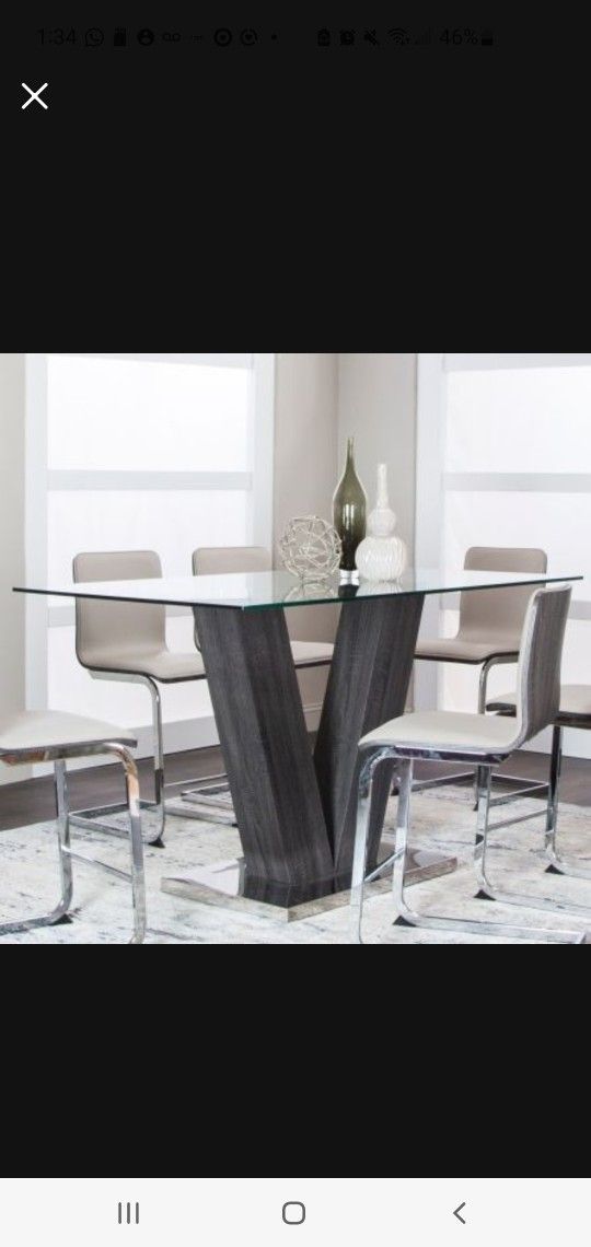 Counter Height Dining Table (Glass Top)