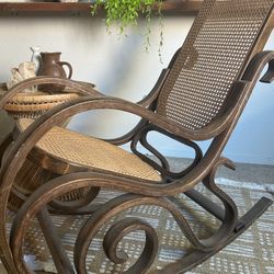 Bentwood Rattan Cane Rocking Chair