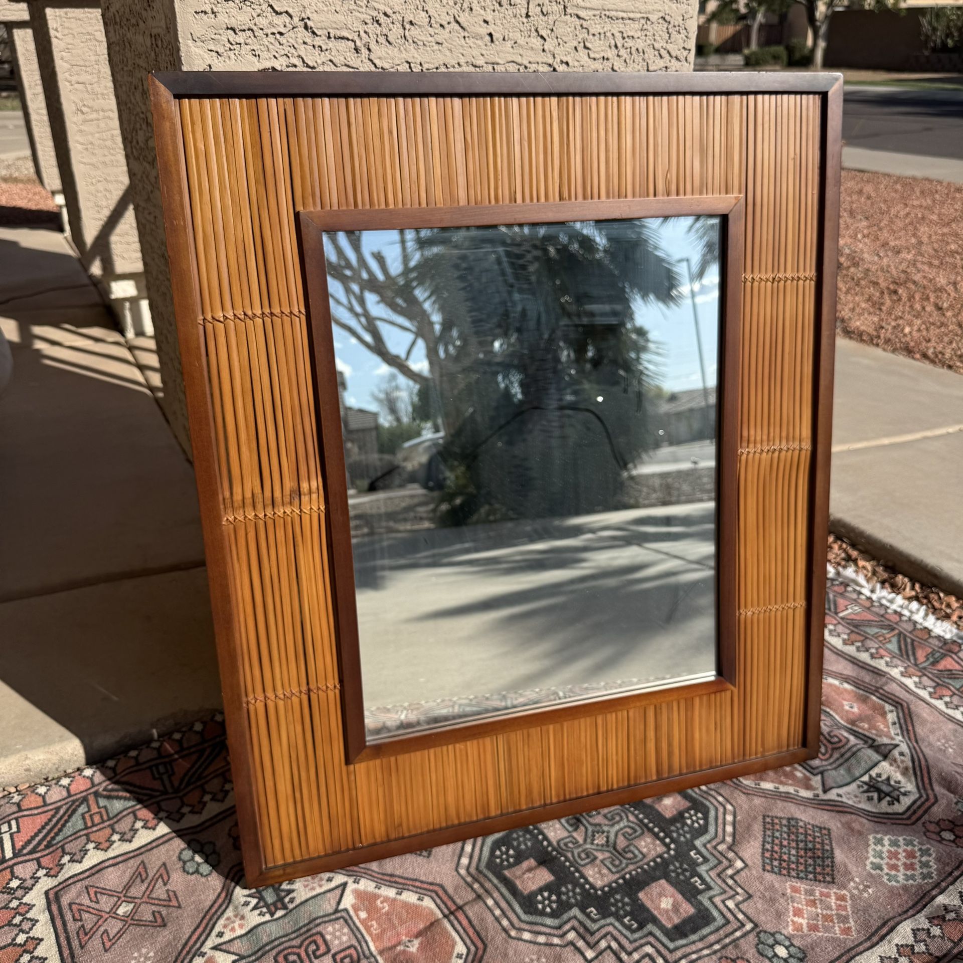 Vintage Bamboo Mid Century Wall Mirror