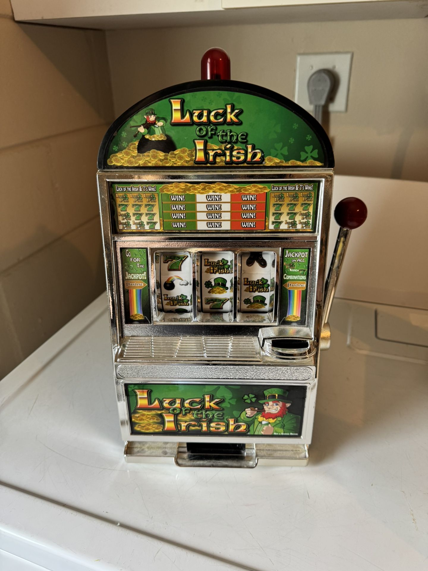 New No Box Luck Of The Irish Slot Machine Hard Plastic Coin Bank