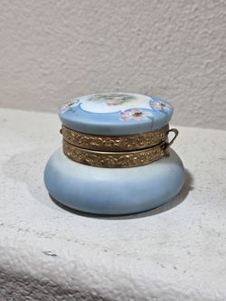 Antique Wave Crest Nakara Hand Painted Dresser Box, C.F. Monroe
