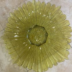 Huge Green Glass Platter 28” Diameter Dinning Table Coffee Table Decor