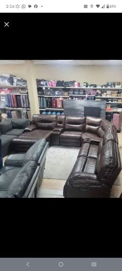San Felipe 6 Piece Dual Power Reclining Pure Leather Sectional Sofa and Power reclinin.  MSRP $ 8000