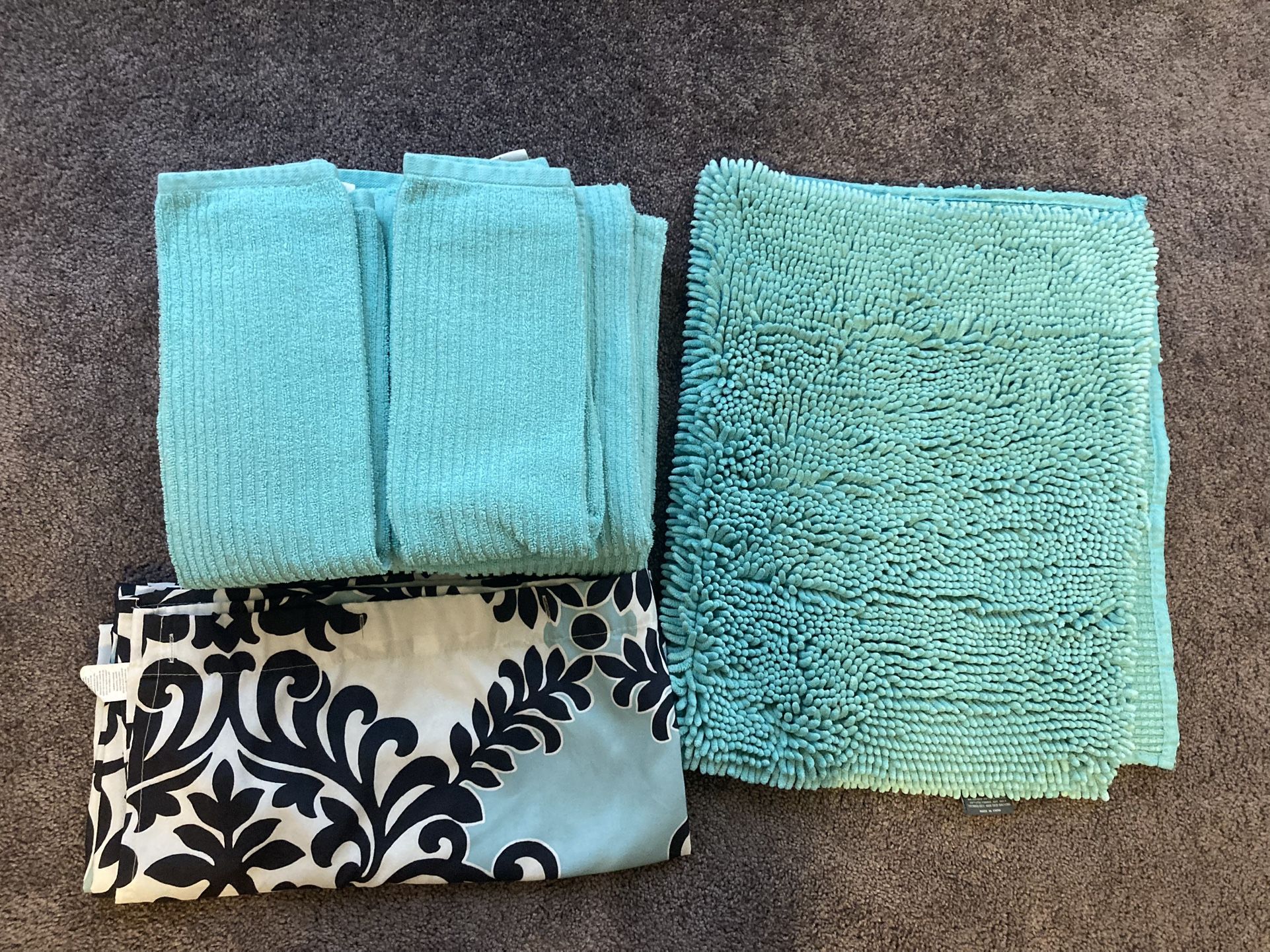 10 Piece Bath Set - Shower Curtain, Bath Mat, 4 Bath Towels, And 4 Hand Towels