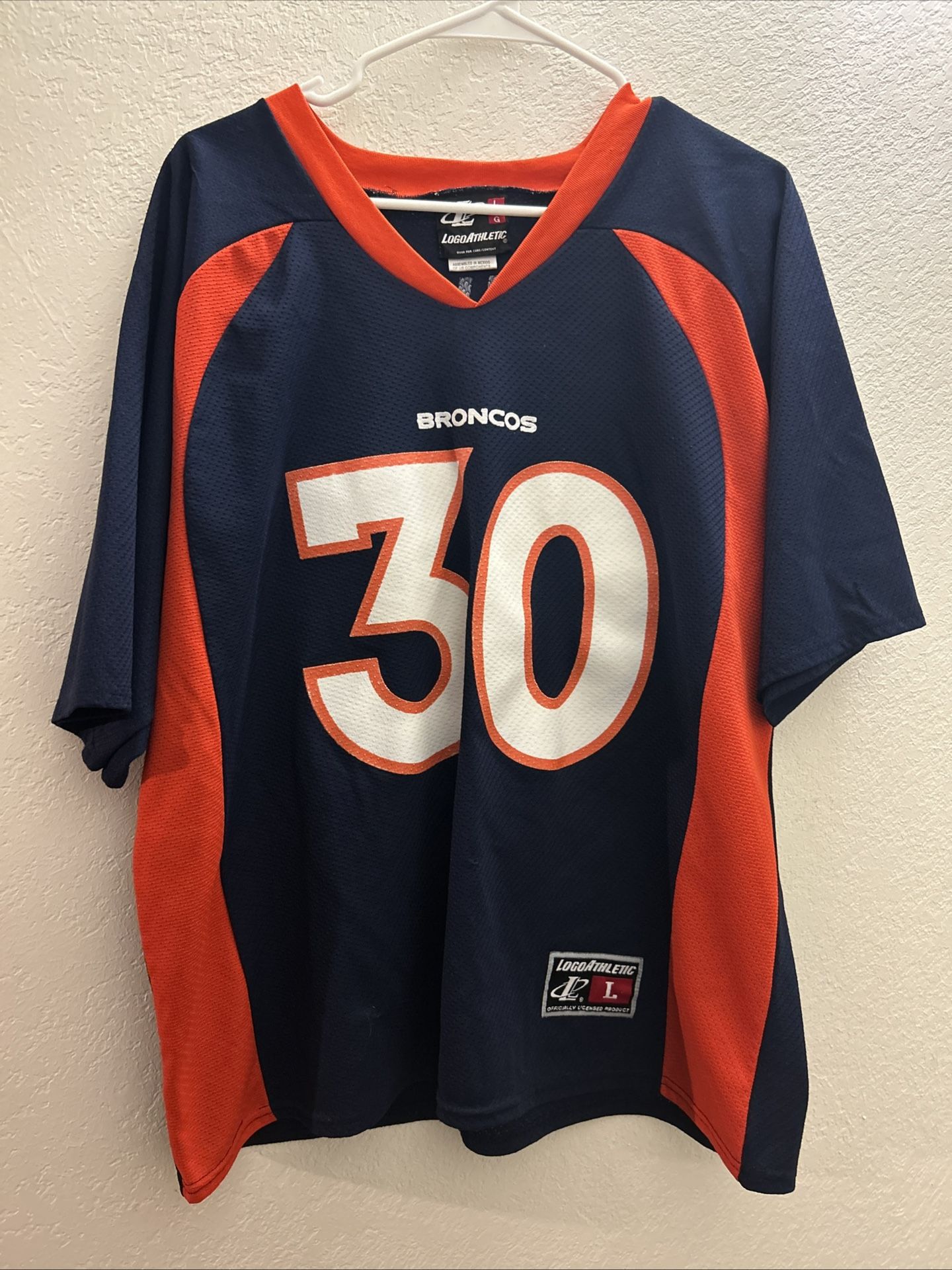 LogoAthletic Denver Broncos Jersey #30 Terrell Davis Mens L Blue NFL Football