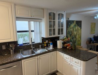 Granite counter and backsplash