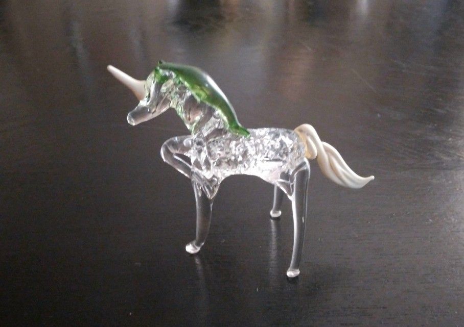 Vintage Small Handblown Glass Art Unicorn Figurine