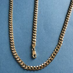 Ladies 2pc Set Includes Cuban Style Necklace + Bracelet 5mm Gold on Sterling Silver Italy 925 *Pickup Boca Raton