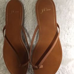 J CREW LEATHER FLIP FLOP SANDALS SIZE 9