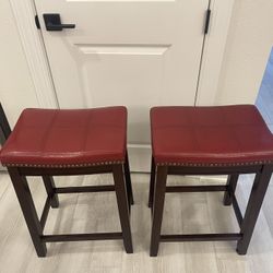 Red Barstools (3) Counter Height 