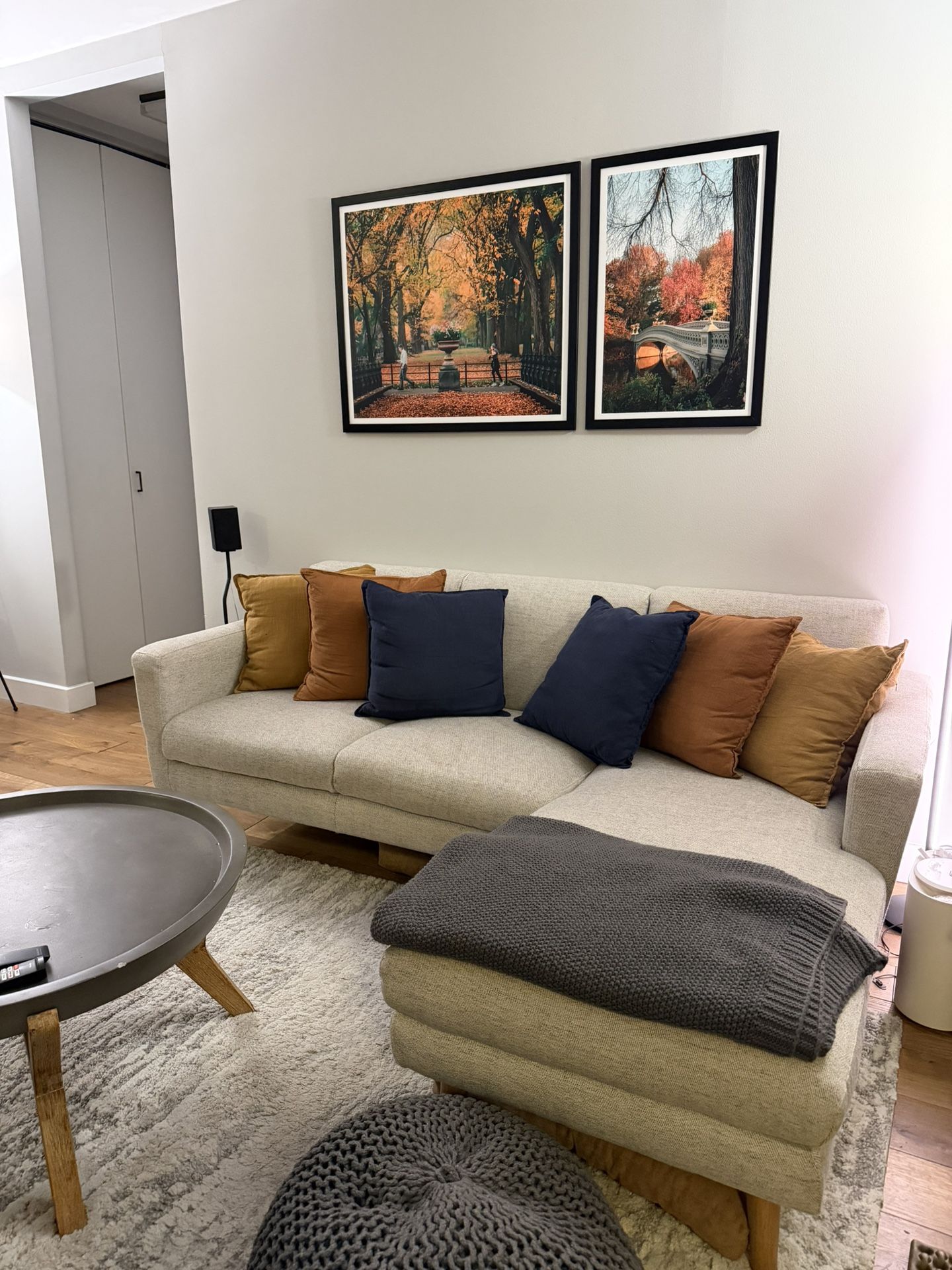 West Elm Beige Sectional Sofa - 79”