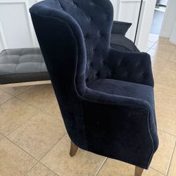 Navy Blue Wing Back Chair 
