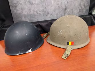 Belgian steel pot Army helmet with liner