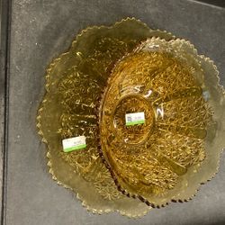 Fenton Amber Glass With Fenton Glass Plater