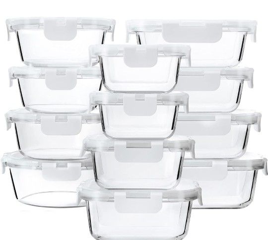 M MCIRCO 24-Piece Glass Food Storage Containers with Upgraded Snap Locking Lids,Glass Meal Prep Containers Set - Airtight Lunch Containers, Microwave,