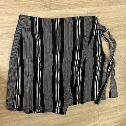 H Line Wrap Skirt In Stripes