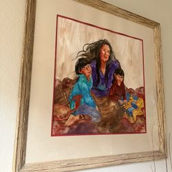 “Mother and Children” 40” x 40” Original Watercolor