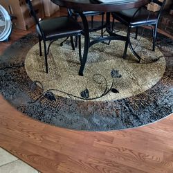Two Matching Area Rugs - Round And Rectangle 