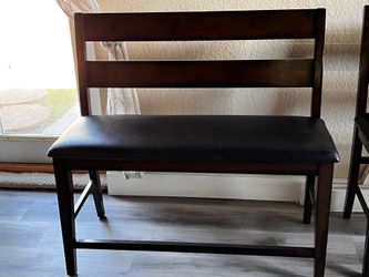Wood And Leather Benches
