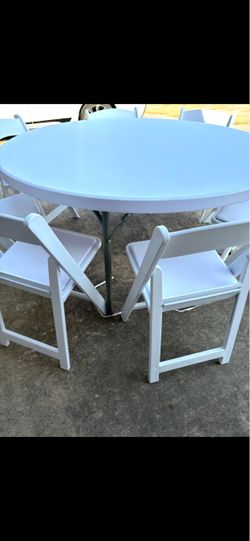 Ready to start your business  - 7 (8 Foot Round tables) & 56 chairs Round Folding Table with White Folding Chairs