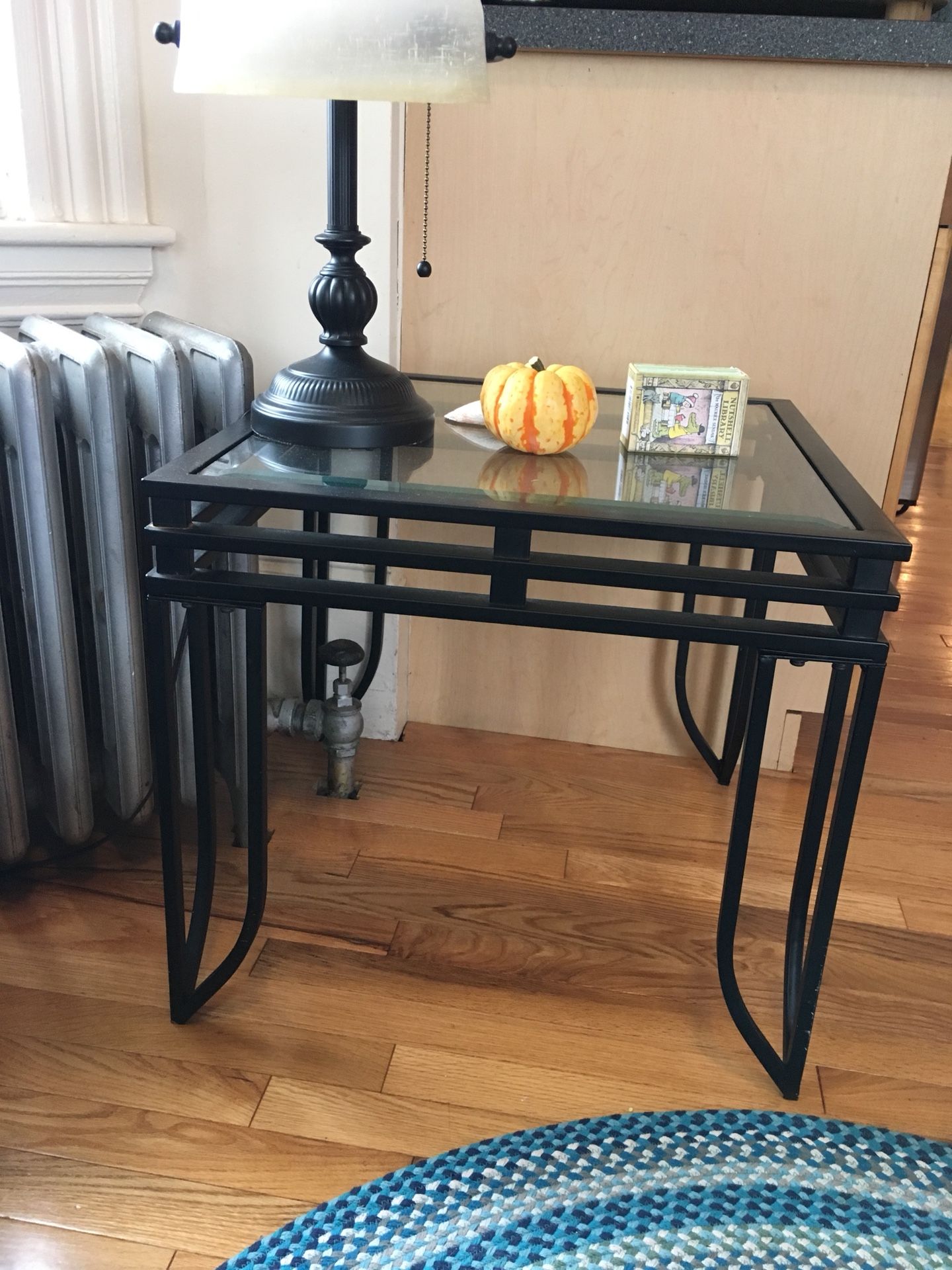 End table (glass and metal)