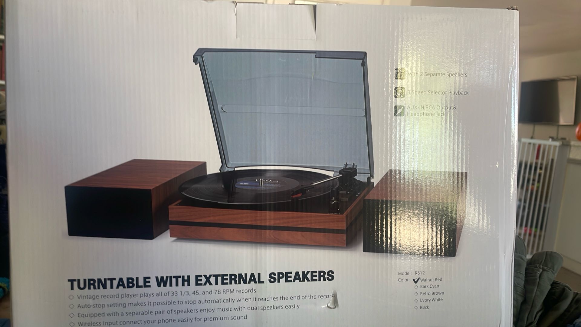 3 Speed Turntable With External Speakers— NEW