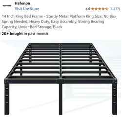 $30 Brand New Hafenpo 14 Inch King Bed Frame - Sturdy Metal Platform King