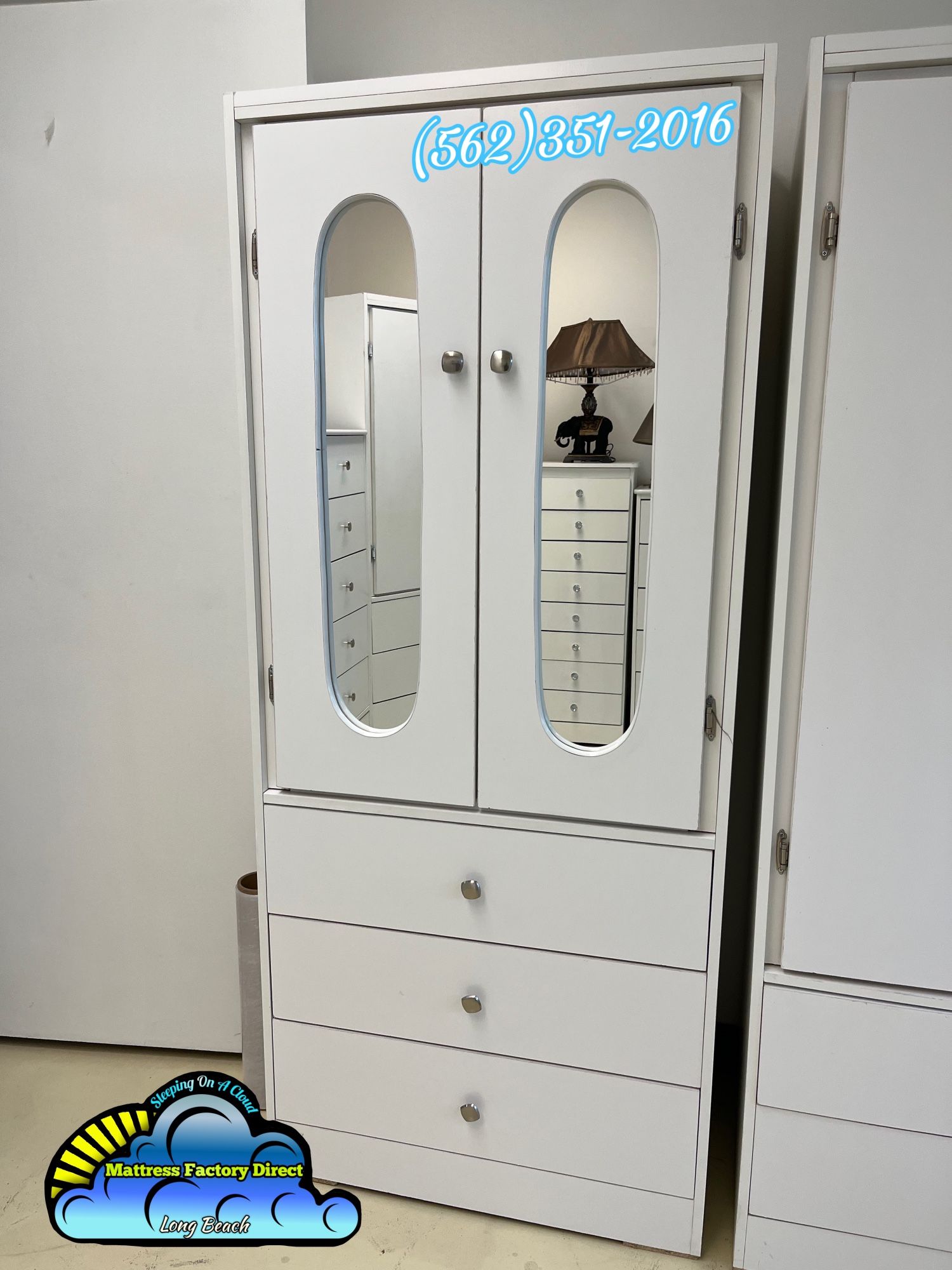 White Tall Closet Wardrobe Mirror New Chest Dresser Cajonera Comoda Armoire Ropero