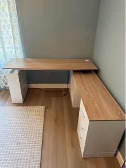 63" L-Shaped Adjustable Height Standing Desk in white