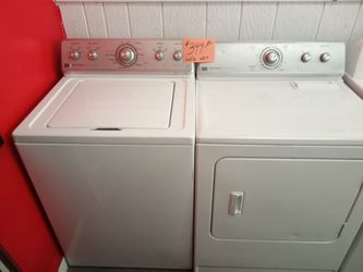 Maytag washer and dryer set white super size heavy duty works great . Warranty . Delivery available . 2203 Fowler st. Ft. Myers 33901