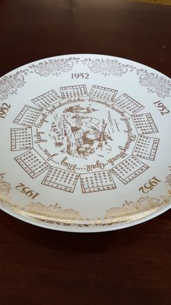 Vintage calender plate 1952