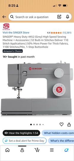 SINGER® Heavy Duty 4452 (Grey) High Speed Sewing Machine + Accessories | 32 Built-In Stitches Deliver 110 Stitch Applications | 50% More Power for Thi