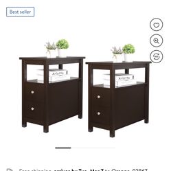 Set of Two Parlor Living Room Furniture MDF Bookshelf Storage Rack, Russet