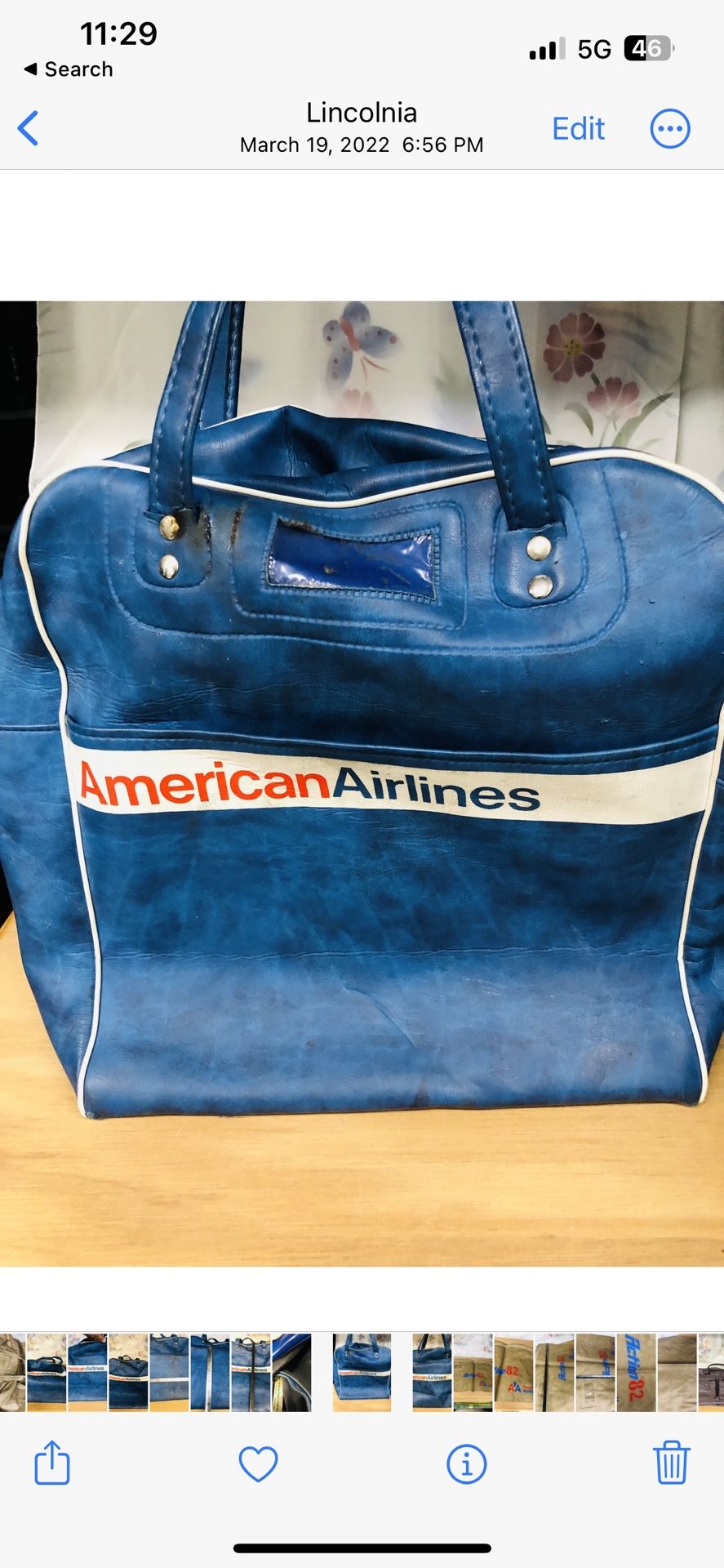 Vintage Rare American Airlines Heavy duty Bags