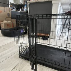 Medium/Large Black Metal Dog Crate – Foldable w/ Tray 
