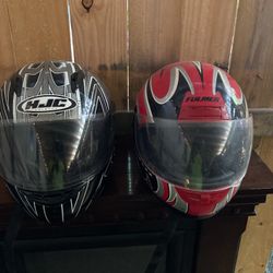 Two Motorcycle Helmets 