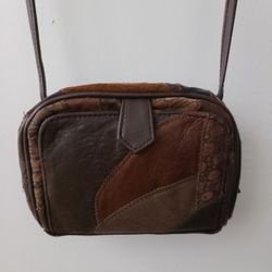 Purse Handbag Multi Colored Leather Brown Black Tan