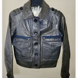 COACH Vintage RARE Leather Bomber Flight Jacket Lined Full Zip Coat SZ 0 (XS)